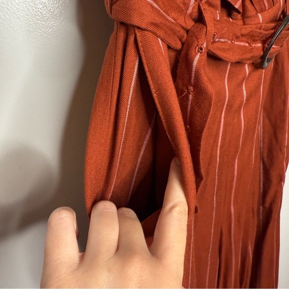 Three Floor Margaux Jumpsuit pinstriped copper Linen Size 0 RTR - Picture 6 of 15